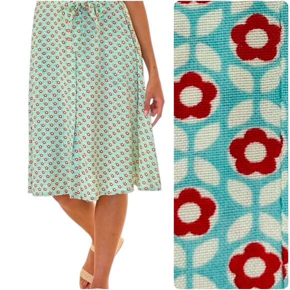Pretty Vacant 60s Debbie Floral Cosmos Skirt Mint Blue Size Large NEW - Picture 1 of 16